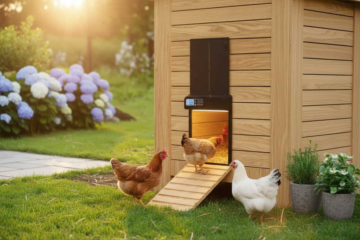 Automatic coop door closing at dusk