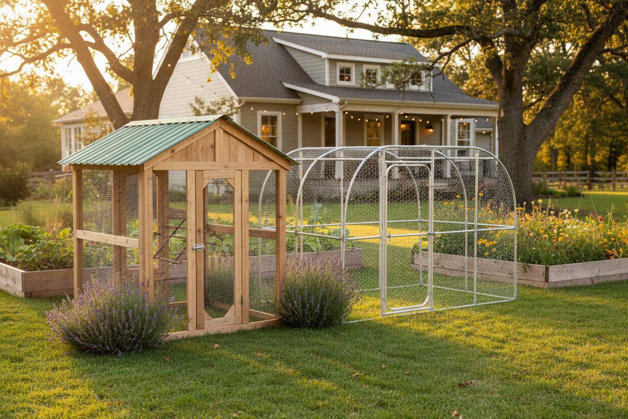 Comparison of DIY and prebuilt chicken run setups